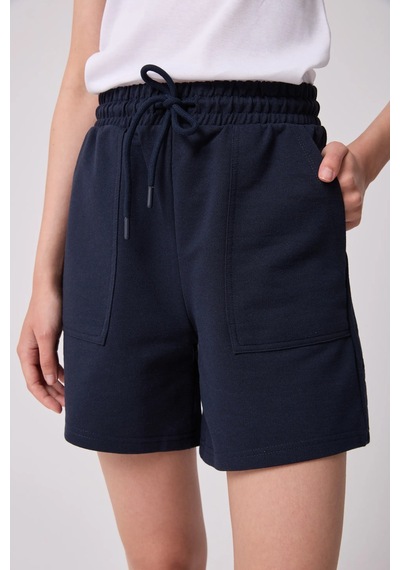 Defys Kadın Beli Lastikli Cepli Regular Fit Şort Lacivert - 695327103 Lacivert