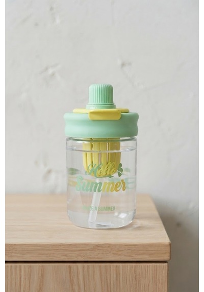 Askılı Pipetli Sızdırmaz Meyve Hazneli Suluk 600 Ml Yeşil