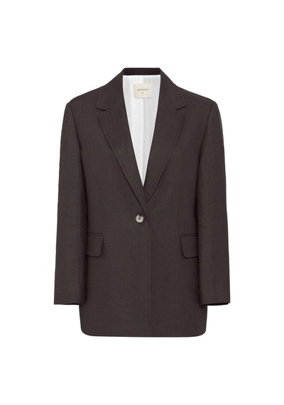 Antioch 100% Keten Kadın Blazer Ceket Kahve