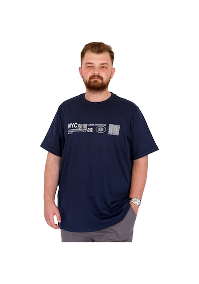 Mode Xl Büyük Beden Erkek T-shirt Bisiklet Yaka Nyc New York U25019 İndigo İndigo