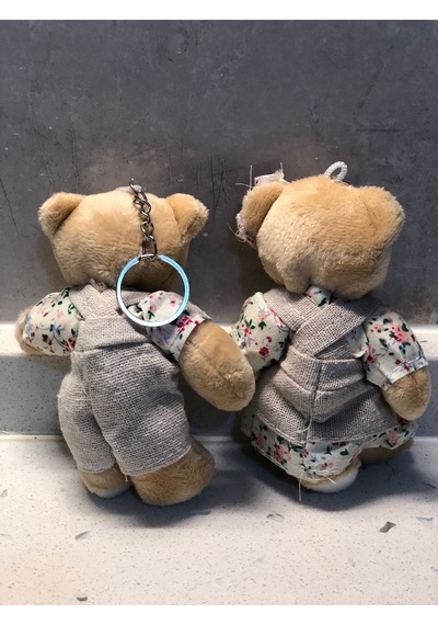 Sevimli Elbiseli Tulumlu Ayıcık Peluş Oyuncak Anahtarlık Uyku Arkadaşı Hediyelik 12 Cm Sevgiliye Eşe Yeşil