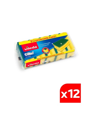 Vileda Yeşil Klasik Oluklu Bulasik Süngeri 5 x 12 'li