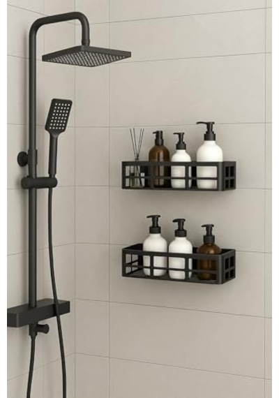 Yapışkanlı Duş Rafı 2 Adet Paslanmaz Banyo Şampuanlık Organizer Delmeden Montaj Geniş Kapasiteli Duş Or Diğer