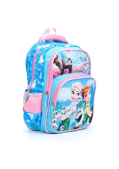 Mavi Love Elsa Anna Okul Çantası + Beslenme + Kalemlik + Suluk Frozen Sırt Çantası Atcık Çanta