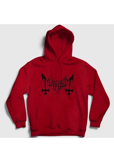 Presmono Unisex Logo Mayhem Kapüşonlu Sweatshirt Kırmızı