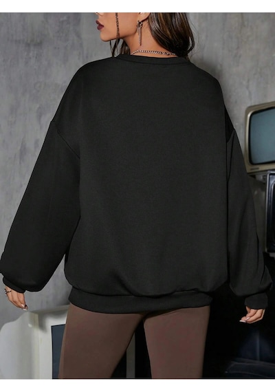 Adrift Coolane Skeleton & Letter Graphic Drop Shoulder Sweatshirt Siyah Siyah