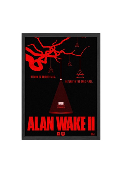 Alan Wake Siyah Ahşap Çerçeveli Poster, Dekoratif Oyun Duvar Tablosu