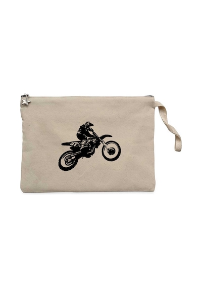 Motokros Endurocross Krem Clutch Astarlı Cüzdan / El Çantası Krem
