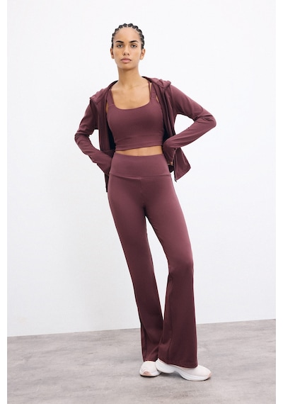 Defacto Esnek Kumaş Aırtech Flare Fit Yüksek Bel Beli Saran Sporcu Pantolon C9192ax26aubr93 Bordo-br93