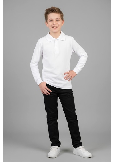 Modanino Erkek Çocuk %100 Pamuk Ve Okul Tarz T-shirt 6-16 Yaş 12798mrt Beyaz