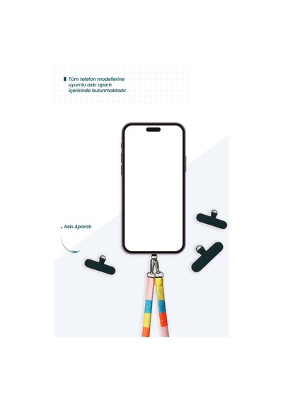 Hippi Lemon Renkli Örgü Deri Yassı Telefon Ve Çanta Askısı - 110 Cm