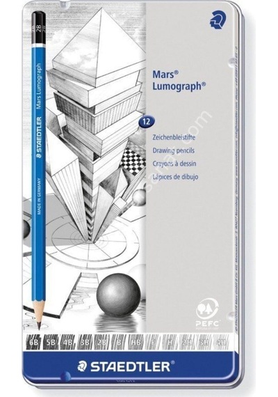 Staedtler Kurşun Kalem Mars Lumograph 12 Li Metal Kutuda Kurşun Kalem Seti