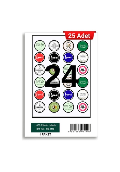 Herboy Hb-1140 40 X 40 Mm A4 Baskılı Laser Etiket 25 Adet