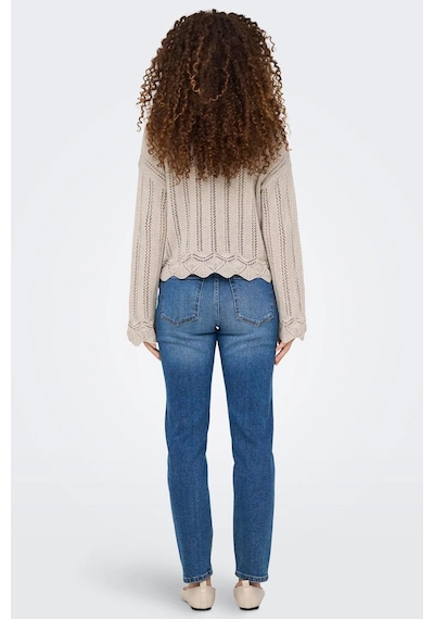 Only Kadın Regular Fit V Yaka Bej Örme Kazak - 15339529 Bej