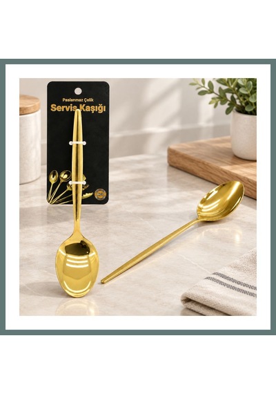 Ventra Metal Altın Servis Kaşığı 27 Cm Ventra