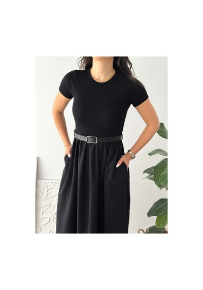 Asur Boutique Asur Butik Kadın Siyah Kısa Kollu Kemerli Midi Elbise Günlük Şık Basic Elbise Asur Boutique Asur Butik Kadın Siyah Kısa Kollu Kemerli Midi Elbise Günlük Şık Basic Elbise