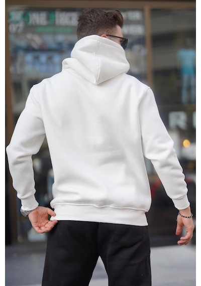 Madmext Ekru Kapüşonlu Düğme Detaylı Sweatshirt 6150-ekru Ekru