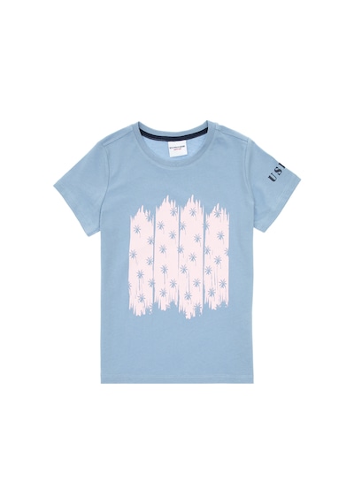 U.S. Polo Assn. Erkek Çocuk Mavi Bisiklet Yaka Tişört 50307266-VR036