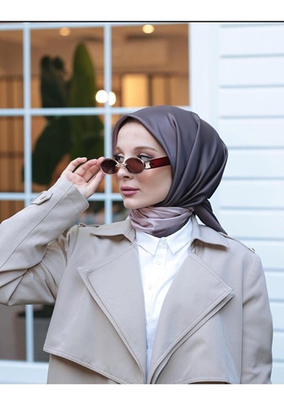 Bushu Degrade Twill Eşarp Kahverengi