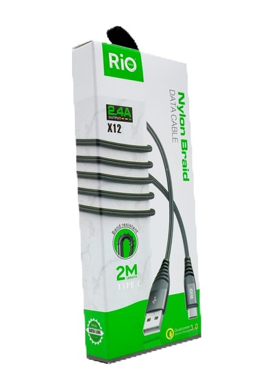 Rio Tech 2 Metre Nylon Örgülü Type-c Data Ve Şarj Kablosu