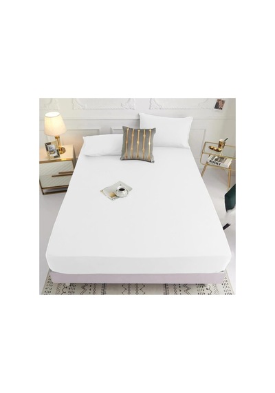 Çift Kişilik Lastikli Kumaş Çarşaf + 2 Yastık Kılıfı Siyah 160x200, Ciftcarsafseti Bej - Beyaz