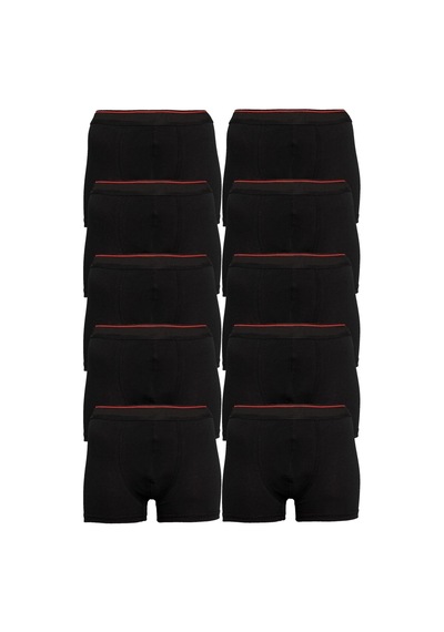 Nacar Store Erkek Siyah 12'li Paket Likralı Pamuklu Boxer