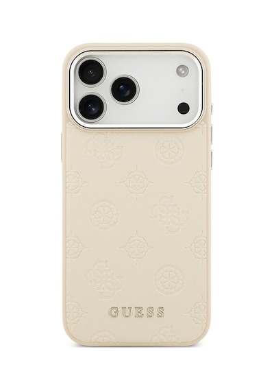 Apple Uyumlu iPhone 17 Pro Max Kılıf Guess Lisanslı M-safeli Sıcak Baskılı Klasik Yazı Logolu Pu Deri Peony Bej Bej