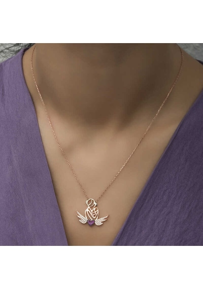 Gümüş Rose Kalpli Anne Ve Çocuk Kolye Rose