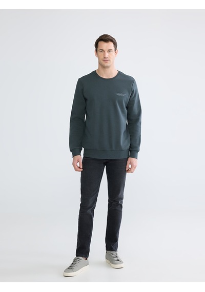 Lcwaıkıkı Classic Antrasit Bisiklet Yaka Erkek Kalın Sweatshirt