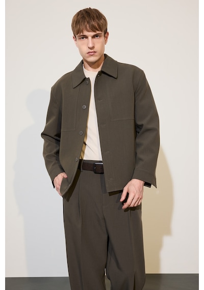 Defacto Regular Fıt Polo Yaka Astarlı Blazer Ceket G6393ax26aukh522 Haki-kh522