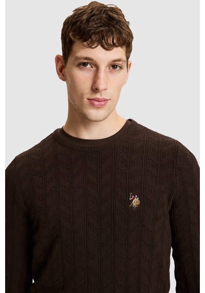 U.S. Polo Assn. Erkek Koyu Kahverengi Basic Kazak 50327559-vr084