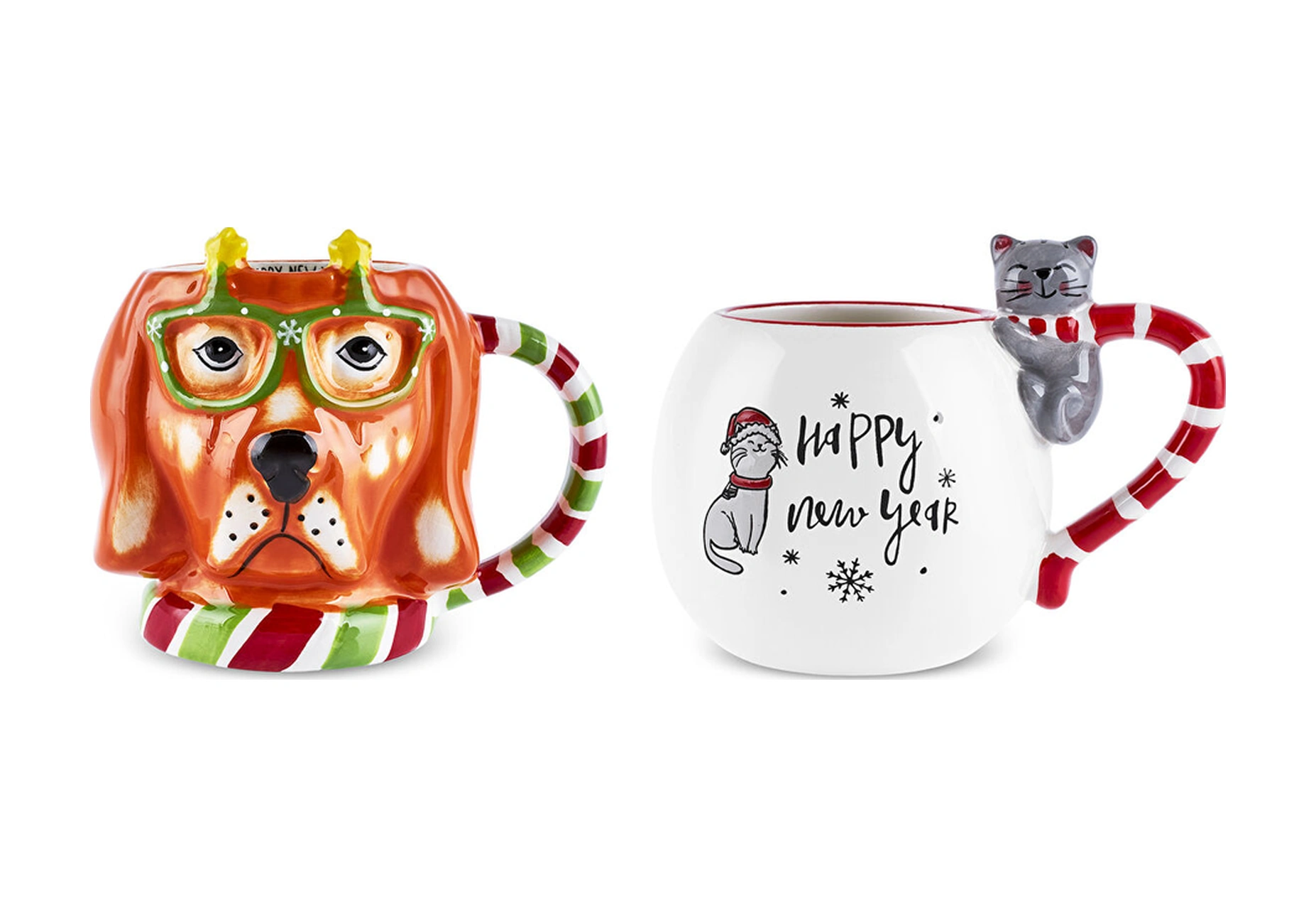 Karaca New Year Yılbaşı Animal Dog & Cat 2'li Mug Seti Çok Renkli