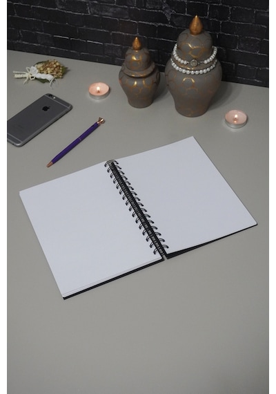 Elif Vav Siyah Ahşap Kapaklı Defter - Ajanda - Günlük - Dini Çizgisiz Defter-a5 Notebook