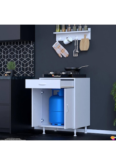 Modilayn Qplas M Set Ocak Altı Dolap 60x88x48 Cm. Çekmeceli, Kapaklı, Raflı Ve Baharat Raflı. Beyaz Modilayn Qplas M Set Ocak Altı Dolap 60x88x48 Cm. Çekmeceli, Kapaklı, Raflı Ve Baharat Raflı. Beyaz