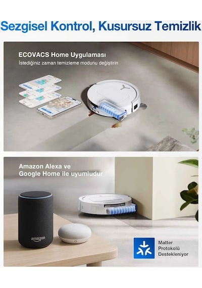 Ecovacs T80 18.000 Pa Omni Robot Süpürge Beyaz