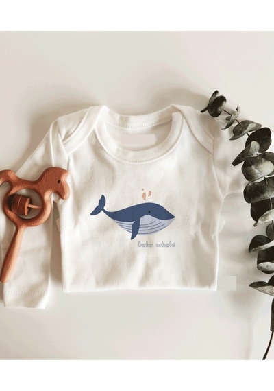 İmaj Tuğbababy Baby Whale Kol Çıtçıtlı Organik Bebek Body Beyaz