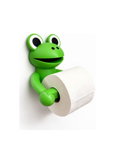 Sevimli Kurbağa Tuvalet Kağıdı Askılığı Duvar Tipi Wc Kağıtlık Sert Plastik Dayanıklı Banyo Çok Renkli