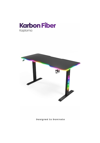 Ion 25mm RGB Aydınlatmalı Oyuncu Masası | Siyah Karbon Fiber Kaplama Ion 25mm RGB Aydınlatmalı Oyuncu Masası | Siyah Karbon Fiber Kaplama