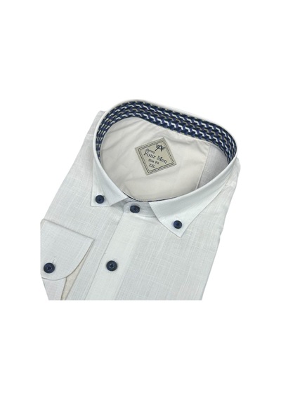 Slim Fit Pamuklu Uzun Kollu Cepsiz Spor Gömlek Slim Fit Kalıp Ekru