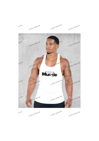 Tarzsokak Gym Fitness Tank Top Sporcu Atleti Beyaz