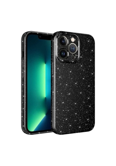 Apple Uyumlu iPhone 13 Pro Max Kılıf Kamera Korumalı Simli Lüks Zore Koton Kapak Siyah