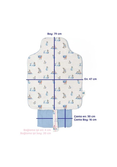 % 100 Pamuk Çantalı Pratik Katlanabilir Alt Değiştirme Matı - Bébé Lapin Pad1018