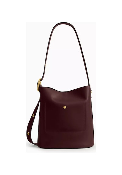 Coach Bleecker Bucket Çanta Doğal Deri Ve Altın Detaylı Lüks Tasarım Omuz Çantası Bordo 1