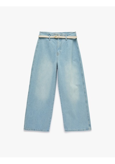 Koton Yüksek Bel Pamuklu Kemerli Kısa Geniş Paça Denim Pantolon - Wide Leg Jean Bleach 6sal40096md Açık Mavi Koton Yüksek Bel Pamuklu Kemerli Kısa Geniş Paça Denim Pantolon - Wide Leg Jean Bleach 6sal40096md Açık Mavi