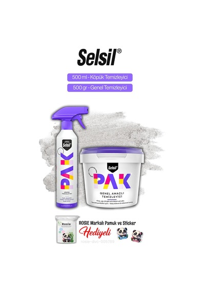 Selsil Pak Köpük Temizleyici 500 Ml Ve Genel Temizleyici 500 Gr, Rosie Hediye