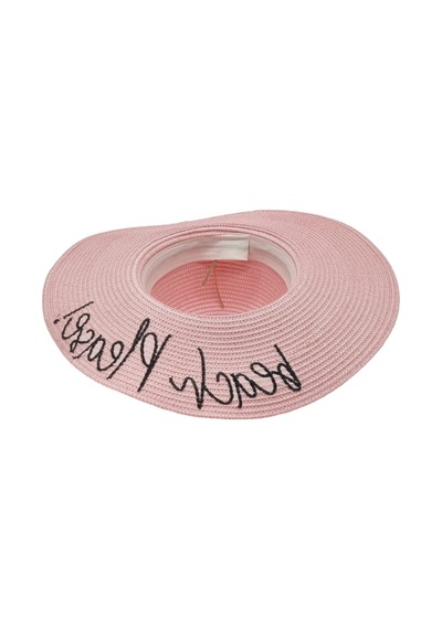 Tezzgelsin Kadın Beach Please Nakış İşlemeli Hasır Şapka Pembe