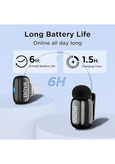 Boya Mini-16 1tx+1rx İphone-ipad İçin Gürültü Engelleyicili Kablosuz Yaka Mikrofonu Lightning Device
