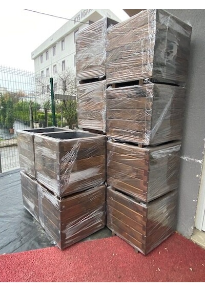 Ahşap Küp Saksı 50x50x50 Cm Emprenyeli Dış Mekan Saksısı