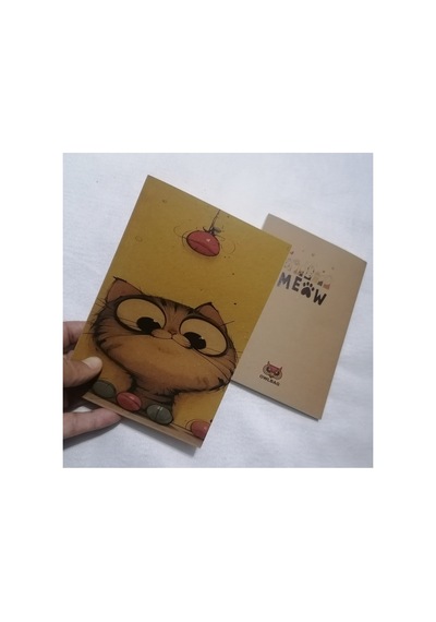Owl Bag Özel Tasarım Vıntage Görünümlü Sevimli Kedicik Desenli Defter Çok Renklı