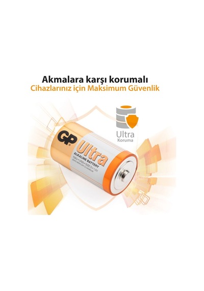 Gp Gp13Au-U2 Lr20/E95 Ultra Alkalin Büyük Boy D Pil 2'li